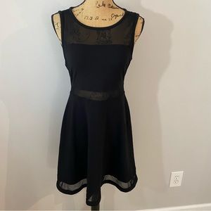 Express Black Fit and Flare Sheer Flowy Ruffle Sleeveless Short Dress Size M